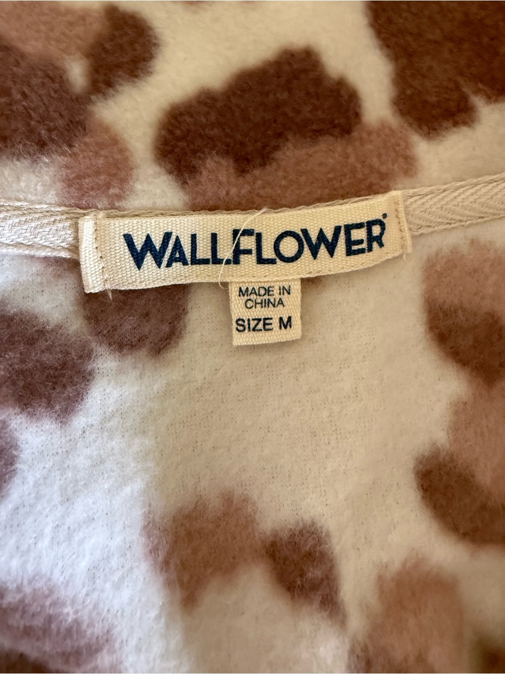 WallFlower Leopard Print Quarter-Zip Fleece Pullover Size Medium